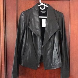 Vince black leather jacket NWT